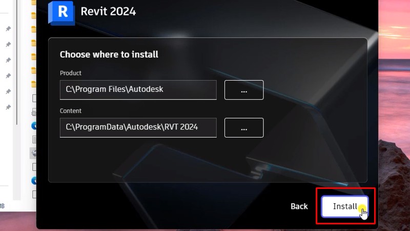 Bấm Install